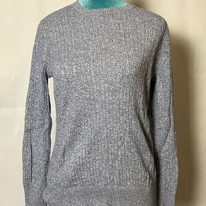 Kim Rogers Periwinkle Blue‎ Cable Knit Cotton Sweater Medium preppy casual
